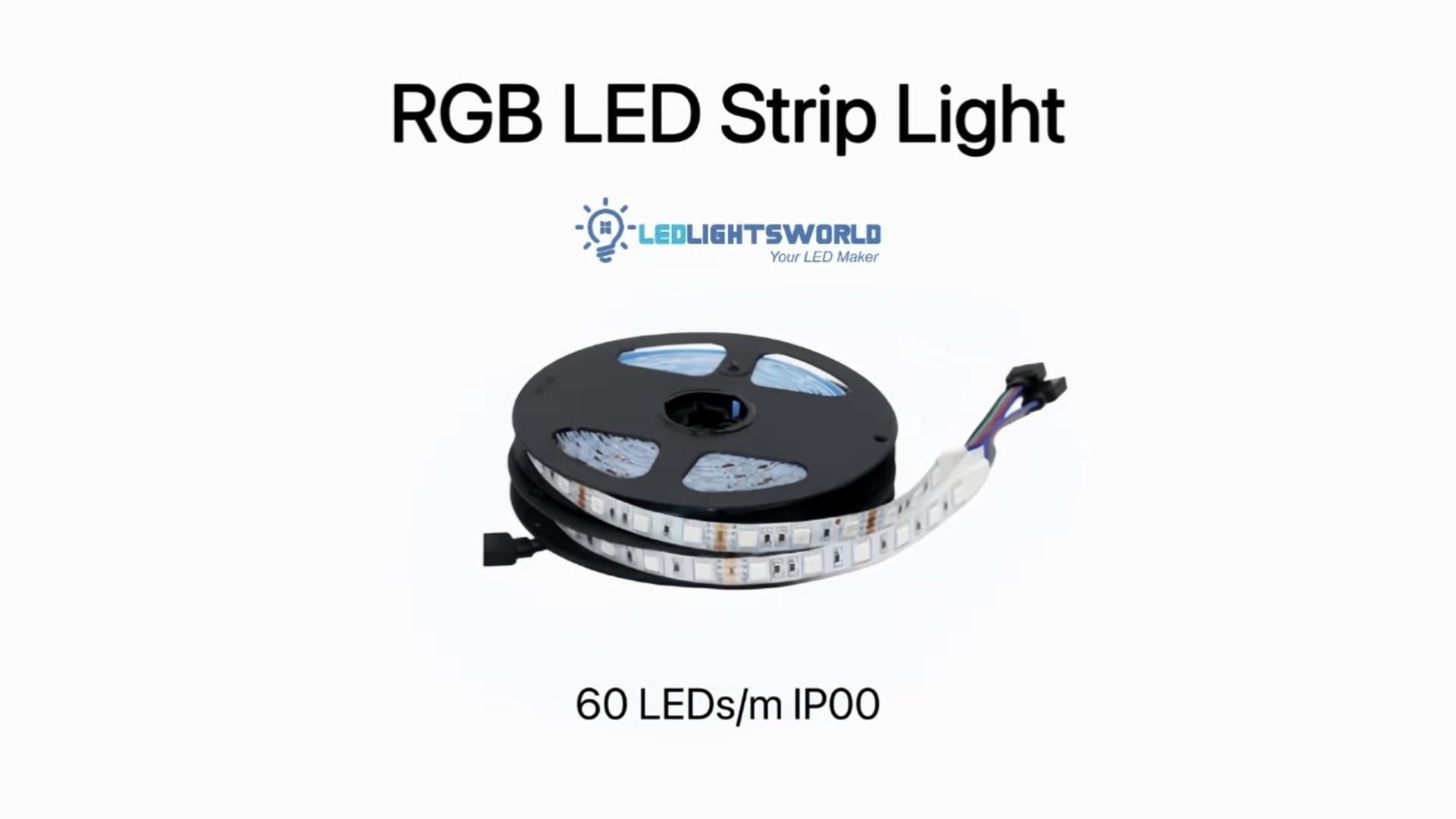 10MM SMD5050 RGB LED Strip Light 12V 60 LEDs/m Color Changing Demo | LEDLightsWorld