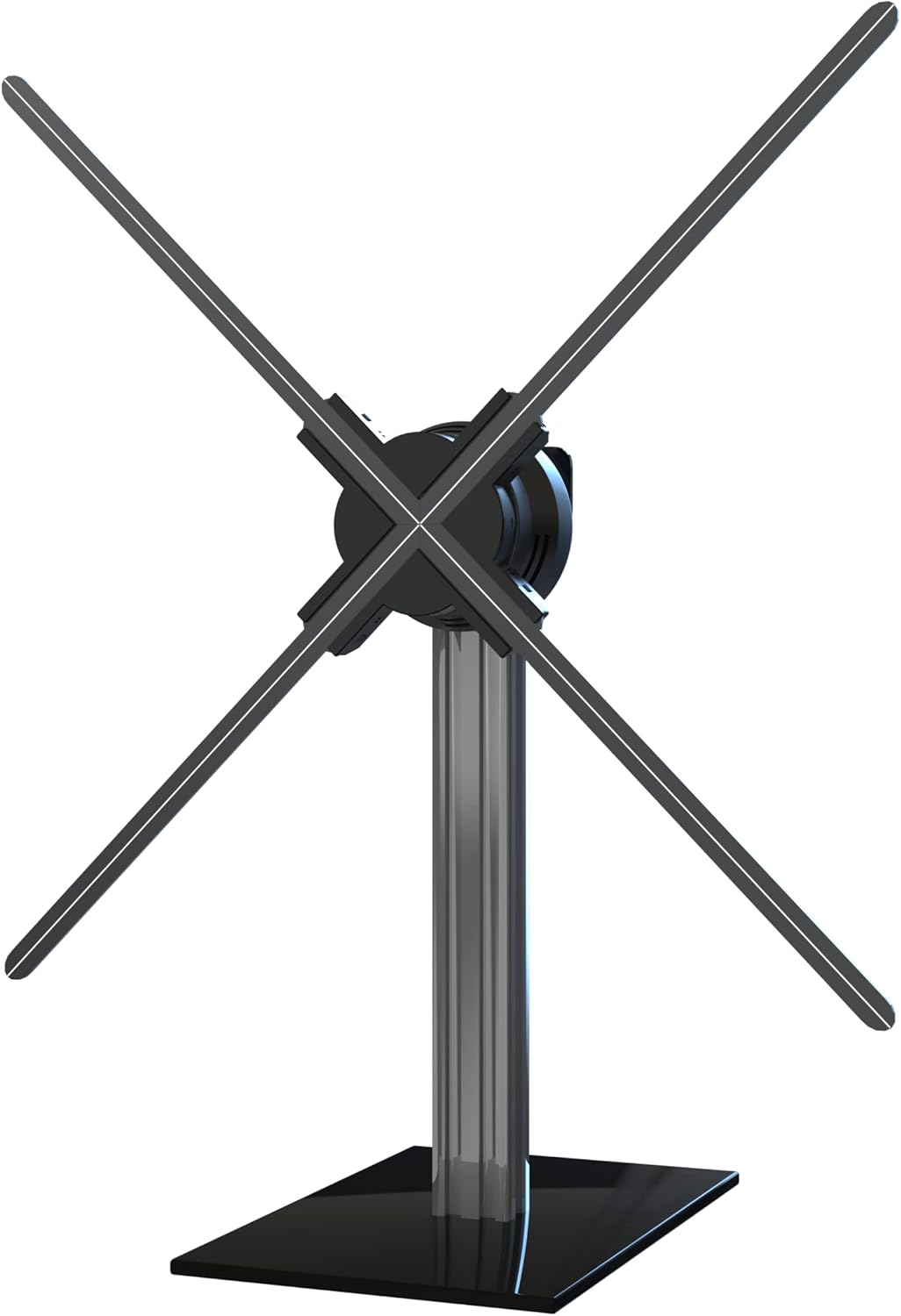 FL-AS Series 52cm to 64cm (20.5–25.2 inch) Medium Size | 3D Hologram Fan LED Display | Flat Fan Asynchronous Control | Hologram Display Fan | Fan Only / Desktop Stand / Transparent Protective Cover / Black Protective Cover | 4 Blades