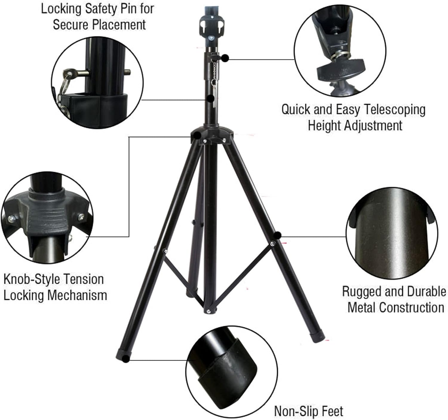 Options de support et de montage pour ventilateur holographique 3D de la série F | Support au sol/au plafond (sans boîtier) | Compatible avec la série F ≤ 100 cm (39,4 pouces) | Finition noire