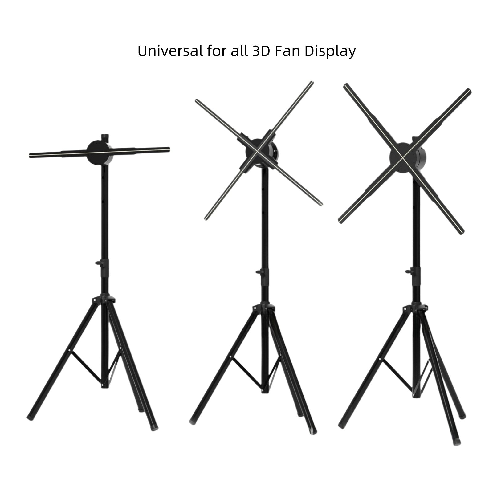 Options de support et de montage pour ventilateur holographique 3D de la série F | Support au sol/au plafond (sans boîtier) | Compatible avec la série F ≤ 100 cm (39,4 pouces) | Finition noire