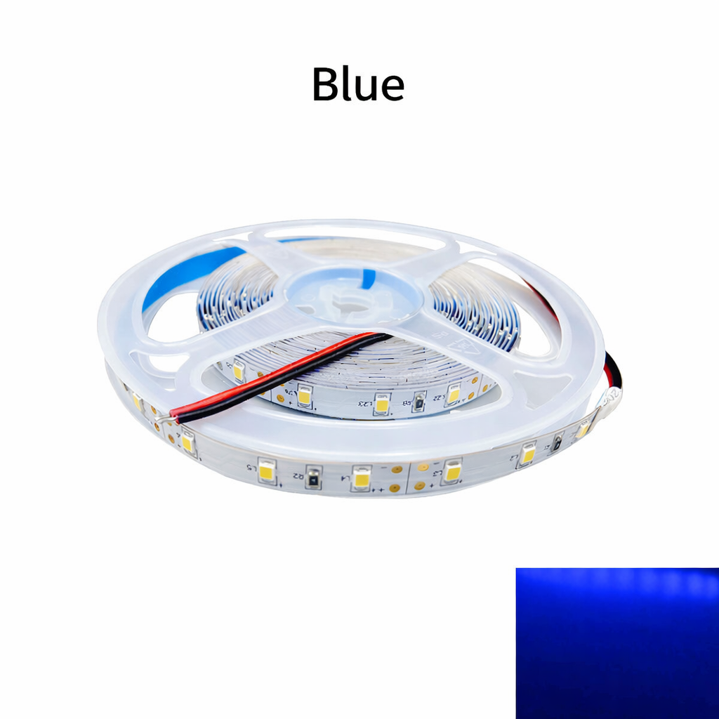 DC12V SMD2835 Single Color LED Strip Light – 60 LEDs/m | 8mm PCB | 0.2W per LED | High Brightness | IP00 / IP67 | Warm White / Natural White / Cool White / Blue | for Mirror, Kitchen Cabinet, Bedroom | 5/50M