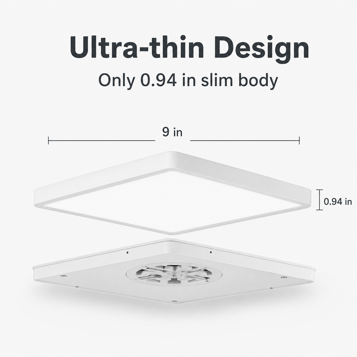 9,0 Zoll quadratische LED-Deckenleuchte – 18 W – Weiß – 3000 K / 4500 K / 5000 K / 6500 K – Deckenleuchte zur Unterputzmontage – Lokaler Lagerbestand (US/UK/DE)