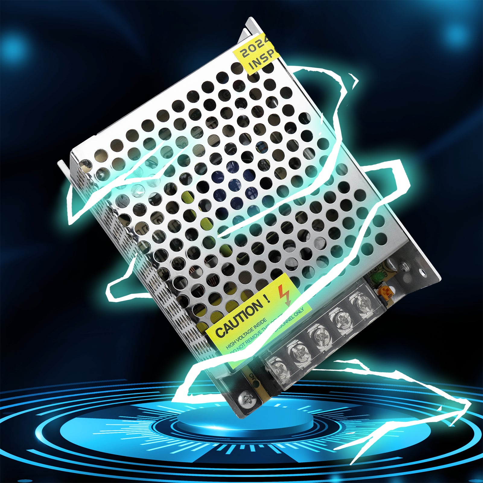 Alimentation à découpage CC 5 V 10 W–300 W, entrée CA 110/220 V, transformateur pour bande LED, boîtier métallique industriel avec bornes, certifié CE/FCC/RoHS (300 W avec ventilateur)