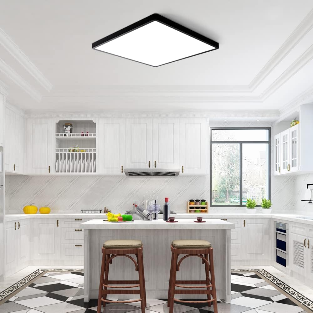 Plafonnier LED carré 12 pouces – 24 W – Noir – 3000 K / 4500 K / 5000 K / 6500 K – Plafonnier encastré – Stock local (États-Unis, Royaume-Uni et Allemagne)