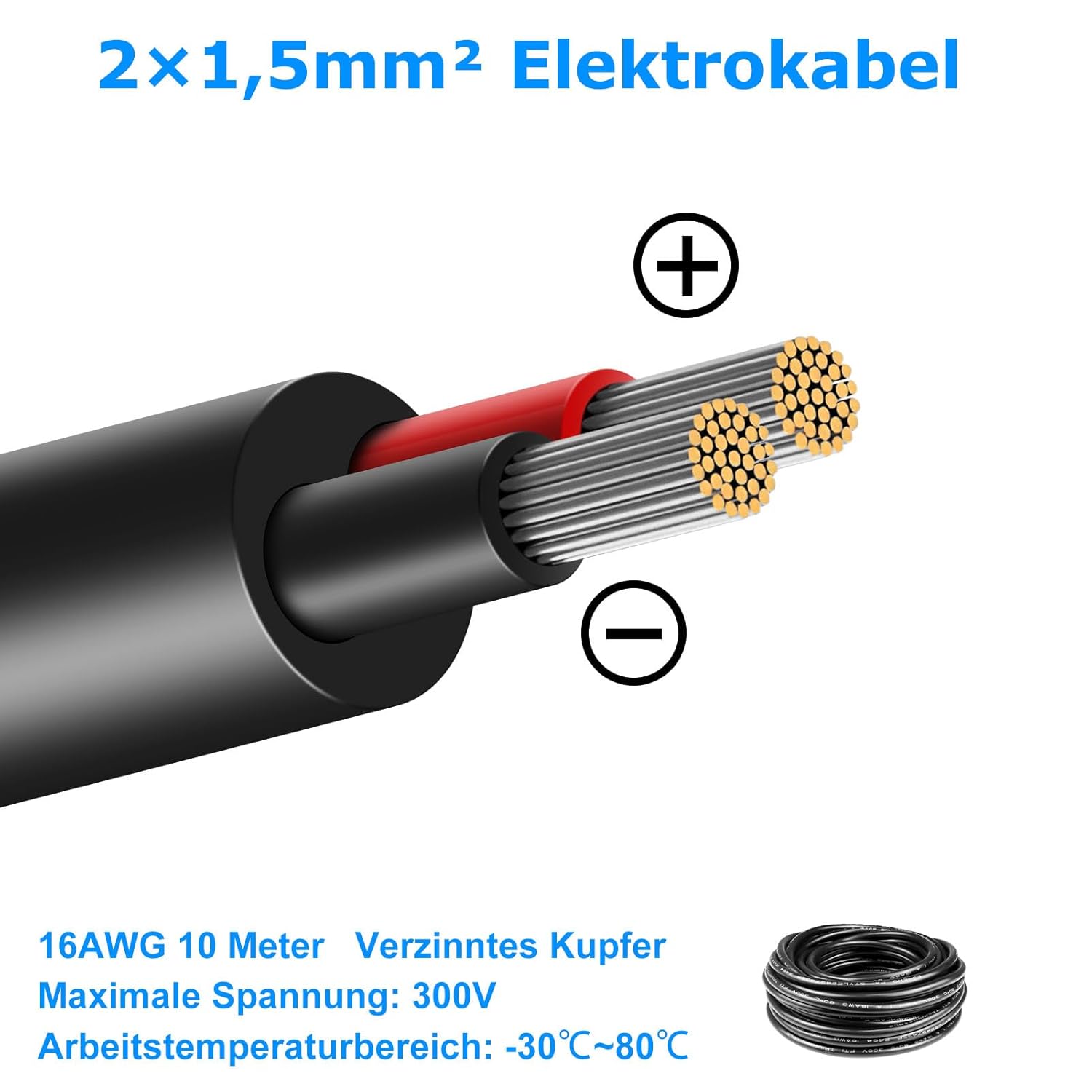 16 AWG Electrical Wire, 6/7/8 Conductor Multi-Core Tinned Copper Cable, Black/White PVC Insulated Flexible Control Wire, 10/20/50m (33ft–165ft) Options