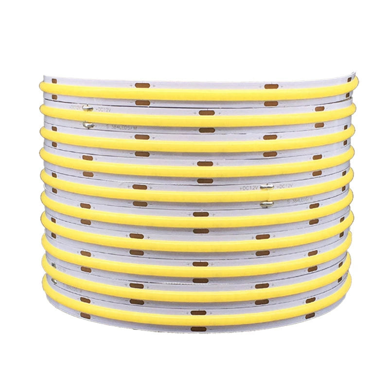 8MM Wide COB Flexible LED Strip Light - 12V / 24V | 320 / 480 / 512 LEDs/M | 3000K / 4000K / 6500K / Red / Blue / Green / Pink / Yellow | 8mm PCB | CRI 80+ | Dot-Free Continuous Lighting | Non-Waterproof | for Cabinets,Kitchen Office Lighting | 5/50M