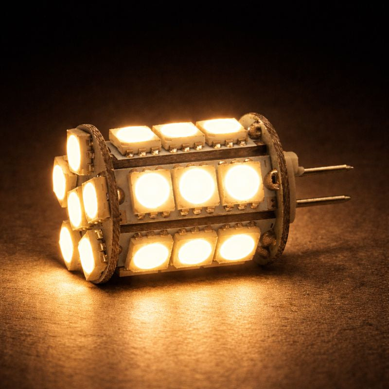 Lot de 4 ampoules tour G4 à culot à deux broches de 4,5 W (équivalent 50 W) CC 12 V avec 24 LED tri-puces SMD5050