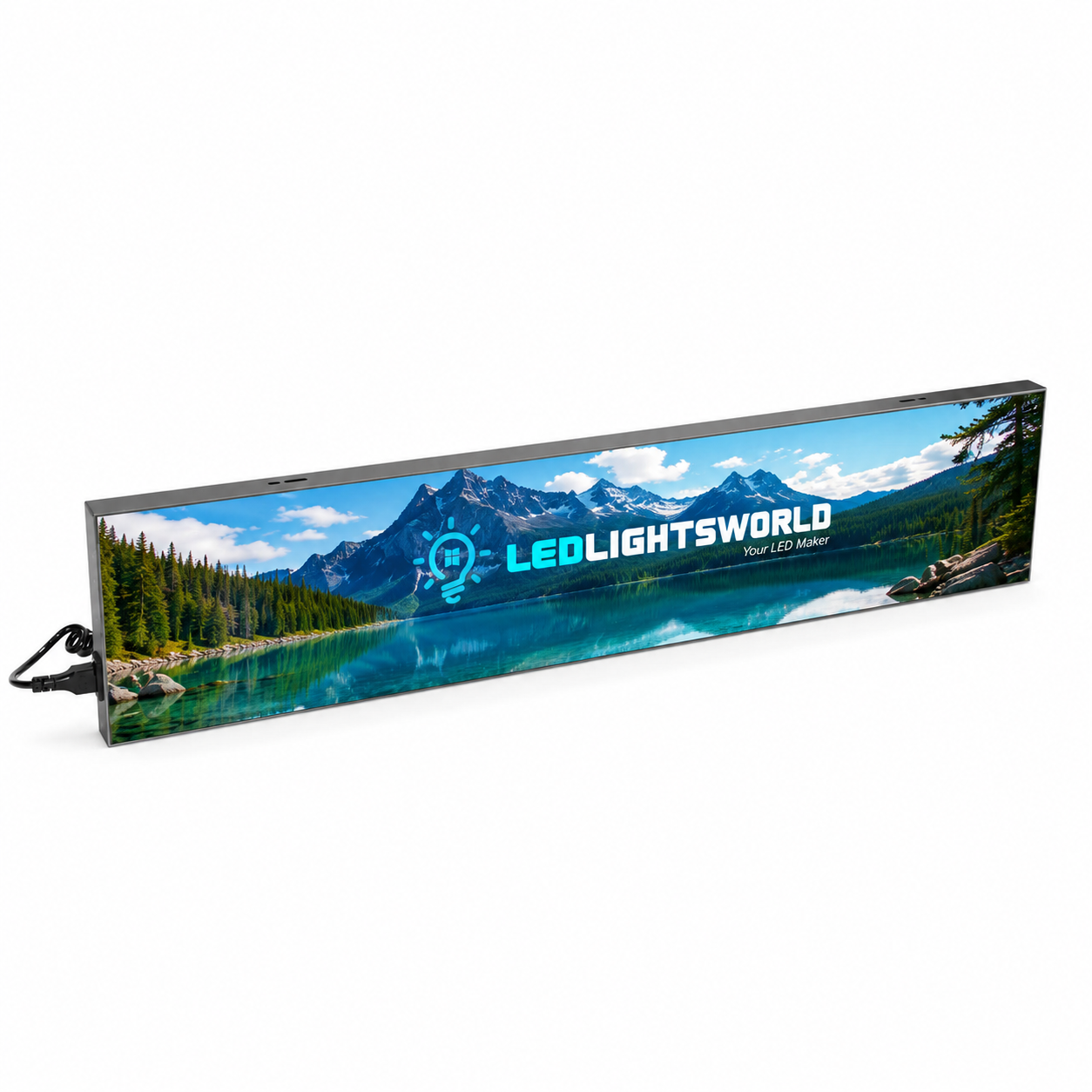 Présentoir LED sans cadre série FL – P1.86 · 160 × 960 mm | Écran LED finition miroir, s'intégrant parfaitement à la décoration moderne de votre magasin.