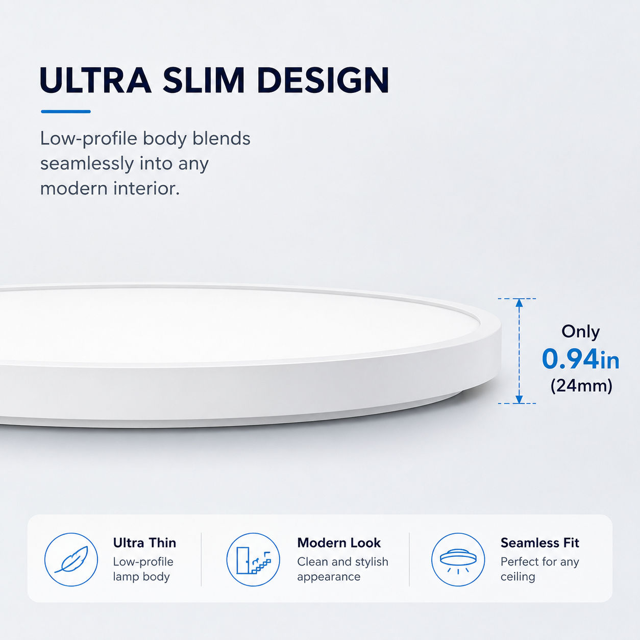 7 Inch Round LED Ceiling Light – 12W – White – 3000K / 4500K / 5000K / 6500K – Flush Mount Ceiling Light – Local Stock (US/UK)