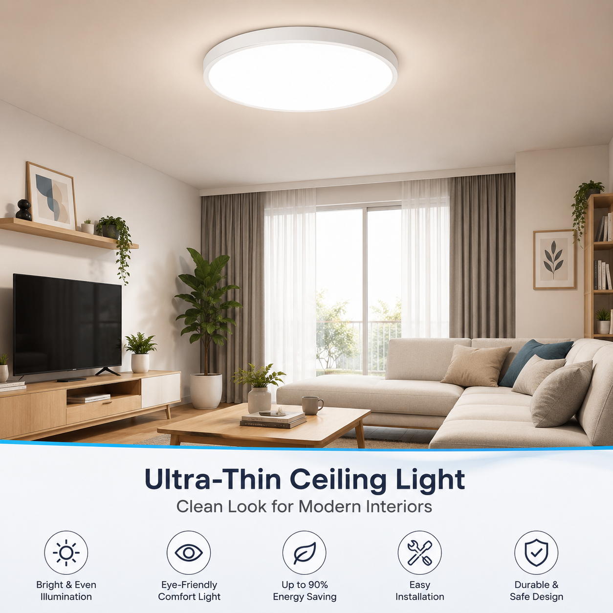15.7 Inch Round LED Ceiling Light – 32W – White – 3000K / 4500K / 5000K / 6500K – Flush Mount Ceiling Light – Local Stock (US/UK)