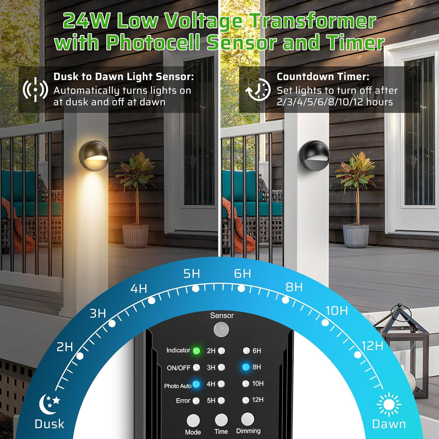 Low Voltage LED Deck Lights Kit - 6 / 8 Pack Fence Lights with Transformer Photocell Sensor | 3000K Warm White | IP67 Waterproof | Outdoor Lights for Walkway Stair Post Railing