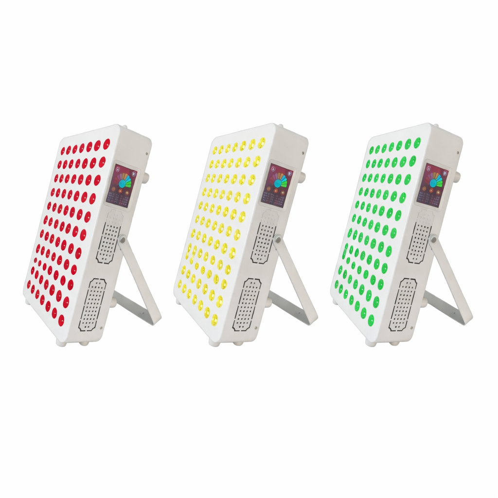 350W Touch Screen Desktop Infrared Therapy Lamp – Red 660nm & Green 530nm & IR (NIR) | 3-Channel Independent Control | Dimmable & Timer | AC100–240V | Desktop Stand / Hanging Mount | for Skin Beauty | Protective Goggles Included | US / EU / UK / AU Plug