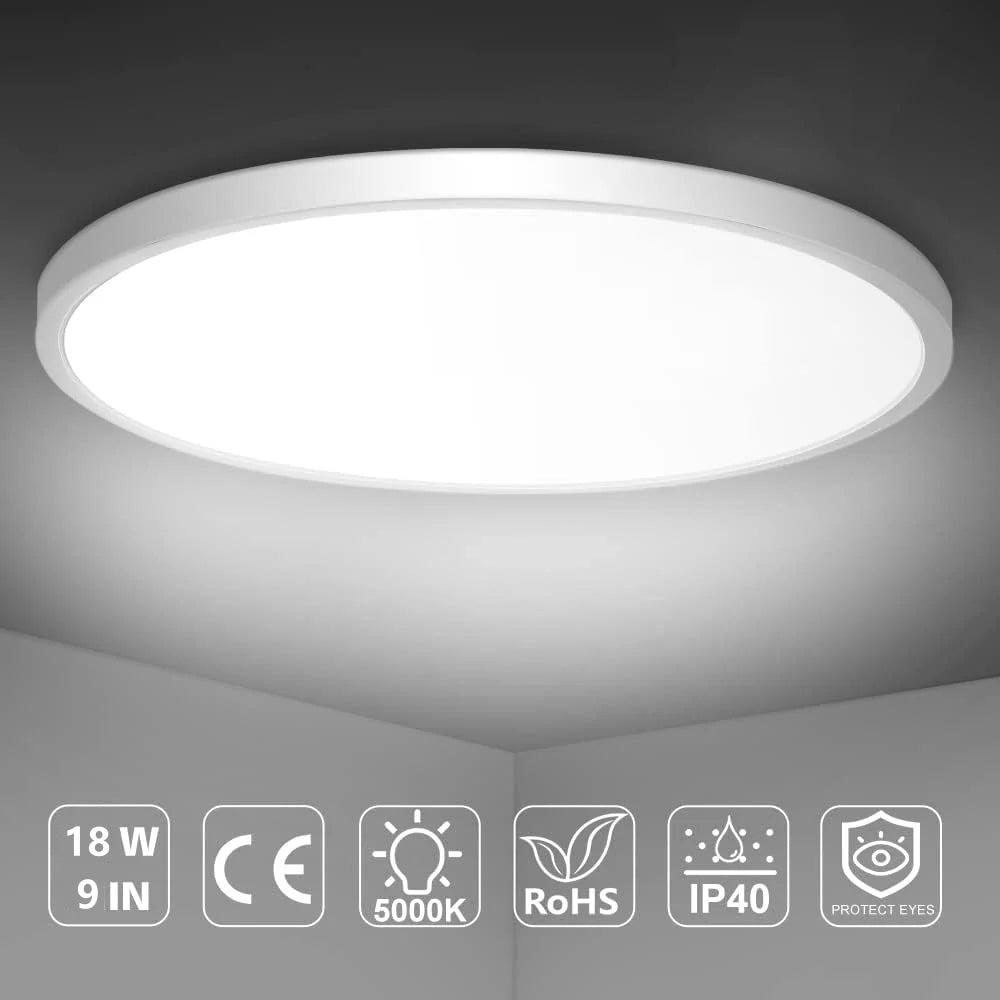 9 Inch Round LED Ceiling Light – 18W – White – 3000K / 4500K / 5000K / 6500K – Flush Mount Ceiling Light – Local Stock (UK/US)