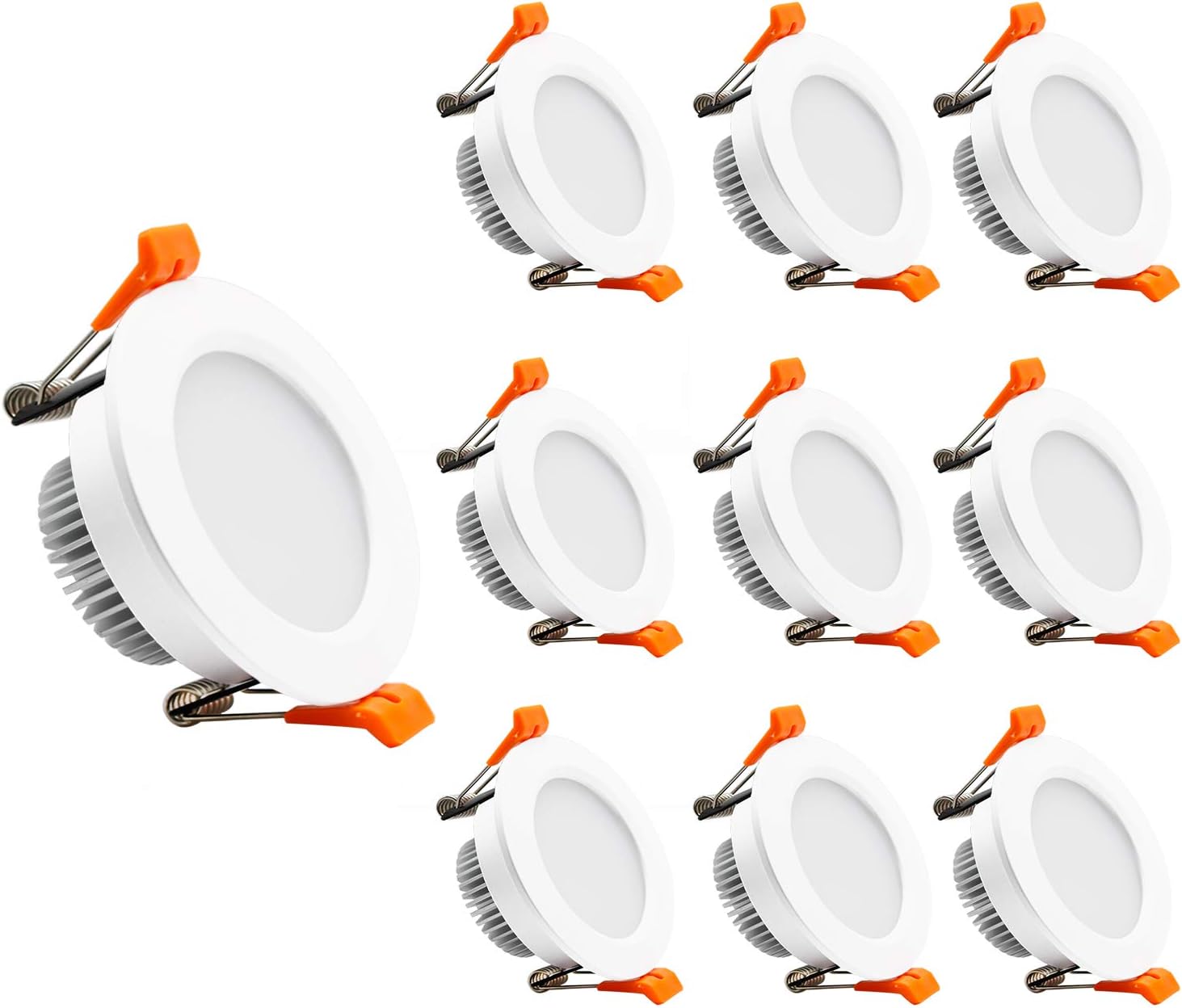 Spot LED dépoli série ECO-1 – Boîtier blanc – Intensité variable TRIAC – 3 W/5 W/7 W/9 W – Lot de 4/Lot de 10 – 2 700 K–6 000 K – 100–130 V / 200–240 V