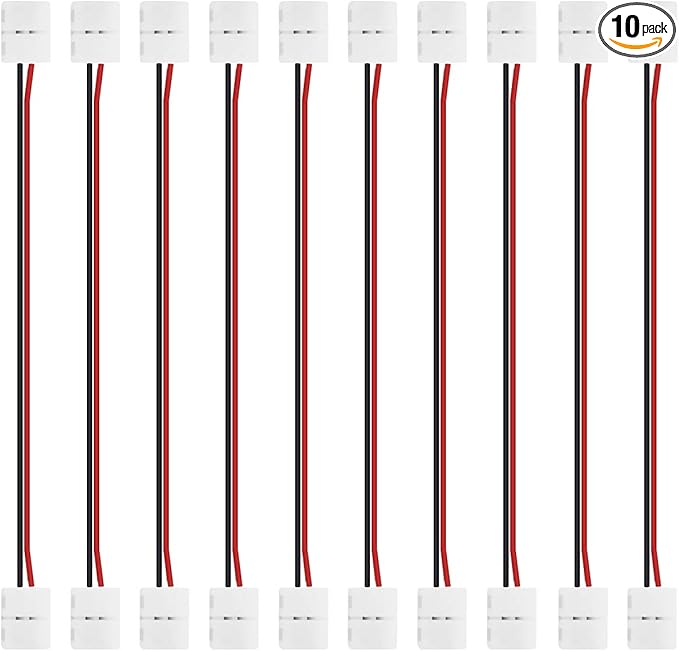 Connecteurs pour bandes LED – Clips sans soudure 8 mm 2 broches | Adaptateur bande à fil / bande à bande / DC / L / T – Vente en gros, 500 pièces, MOQ | Direct usine
