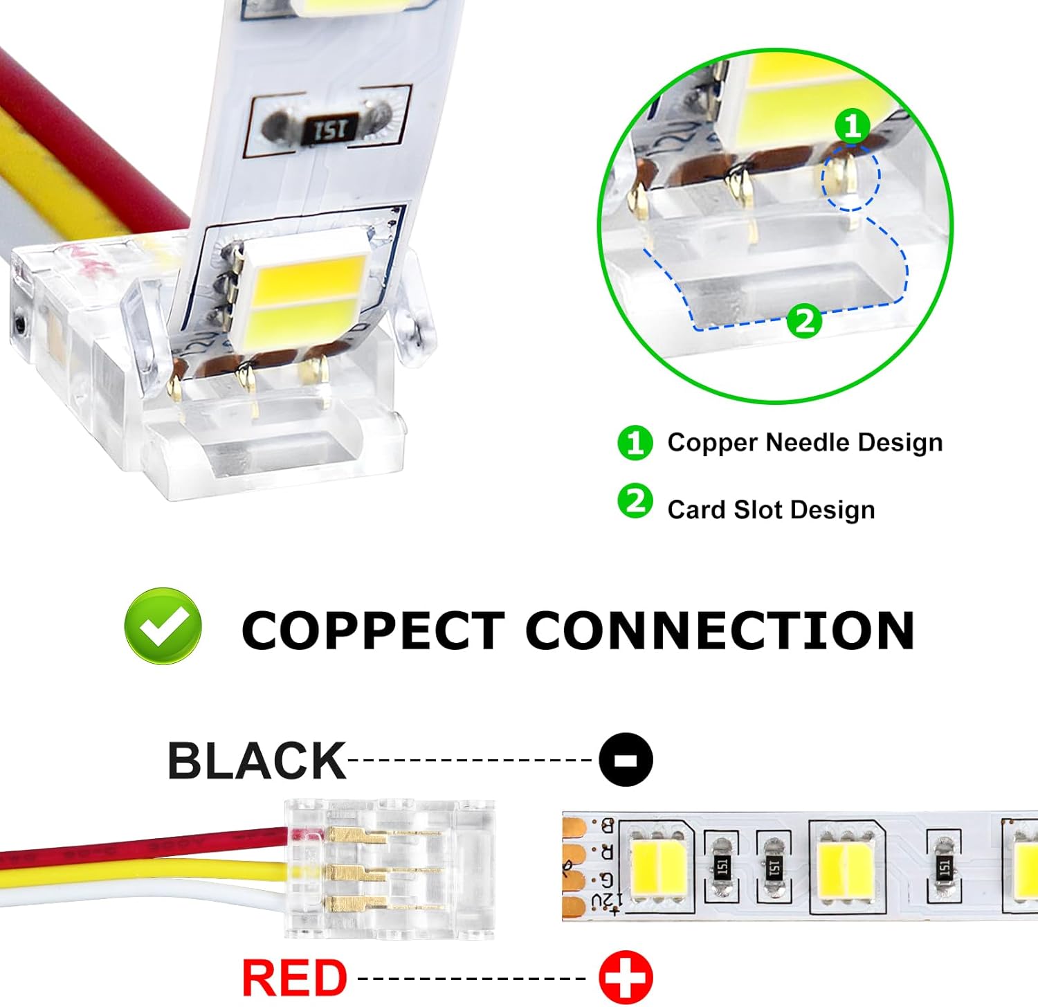 Transparente Kristall-LED-Streifenverbinder – 10 mm 3-polige lötfreie Clips | Streifen zu Kabel / Streifen zu Streifen / DC-Adapter – Großhandel 500 Stück MOQ | Direkt ab Werk
