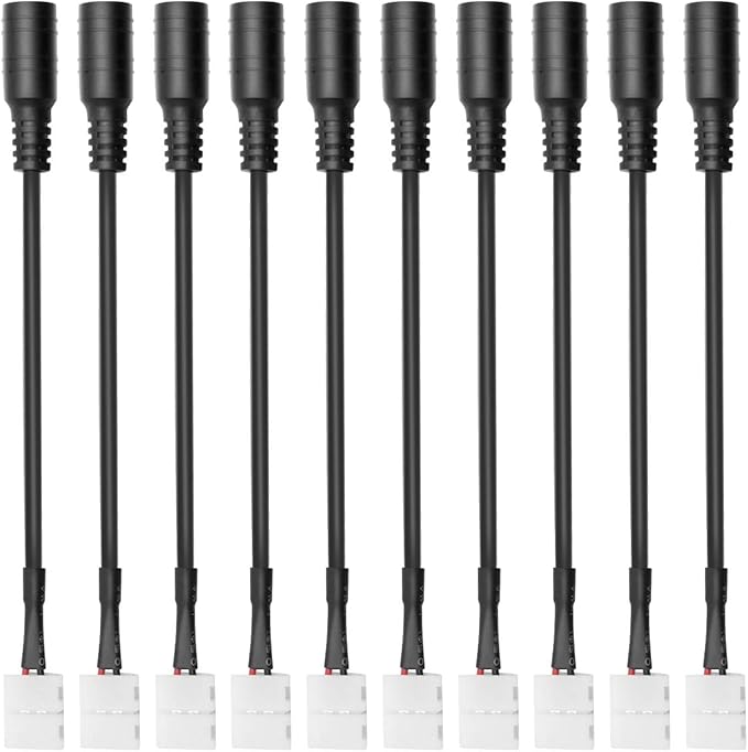 Connecteurs pour bandes LED – Clips sans soudure 8 mm 2 broches | Adaptateur bande à fil / bande à bande / DC / L / T – Vente en gros, 500 pièces, MOQ | Direct usine