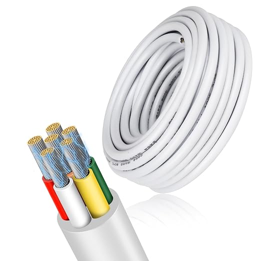20 AWG Multi-Core Wire, 6/7/8 Conductor Stranded Tinned Copper Electrical Cable, Black/White PVC Insulated Control Extension Cord, 10/20/50m (33ft–165ft) Options