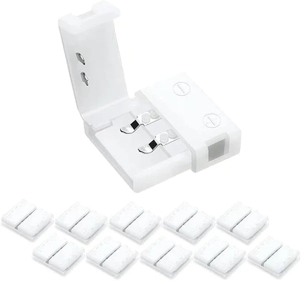 LED Strip Connectors – 10mm 2Pin Solderless Clips | Strip to Wire / Strip to Strip / DC Adapter / L / T – Bulk Wholesale 500pcs MOQ | Factory Direct
