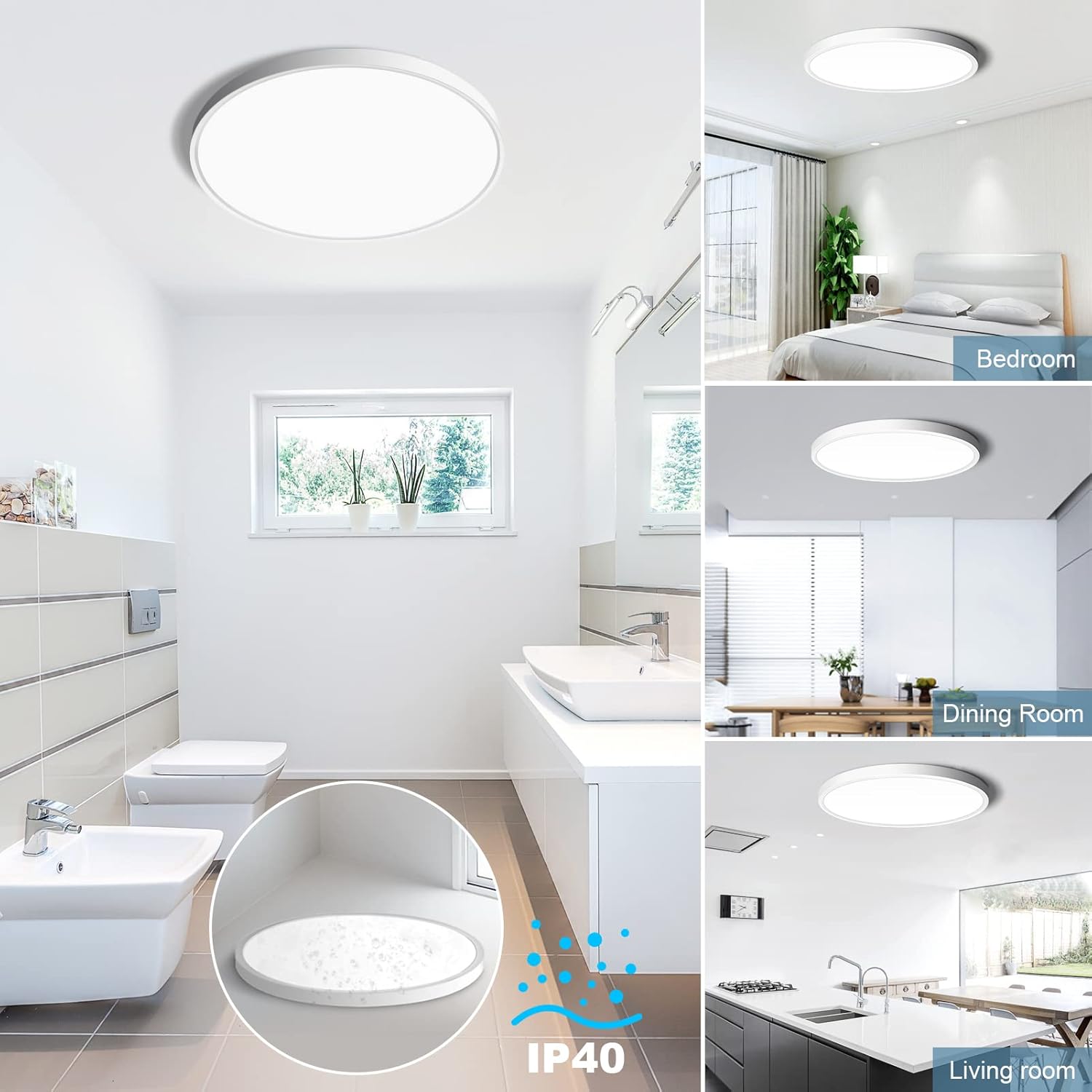 15,7 Zoll runde LED-Deckenleuchte – 32 W – Weiß – 3000 K / 4500 K / 5000 K / 6500 K – Deckenleuchte zur Unterputzmontage – Lokaler Lagerbestand (US/UK/DE)