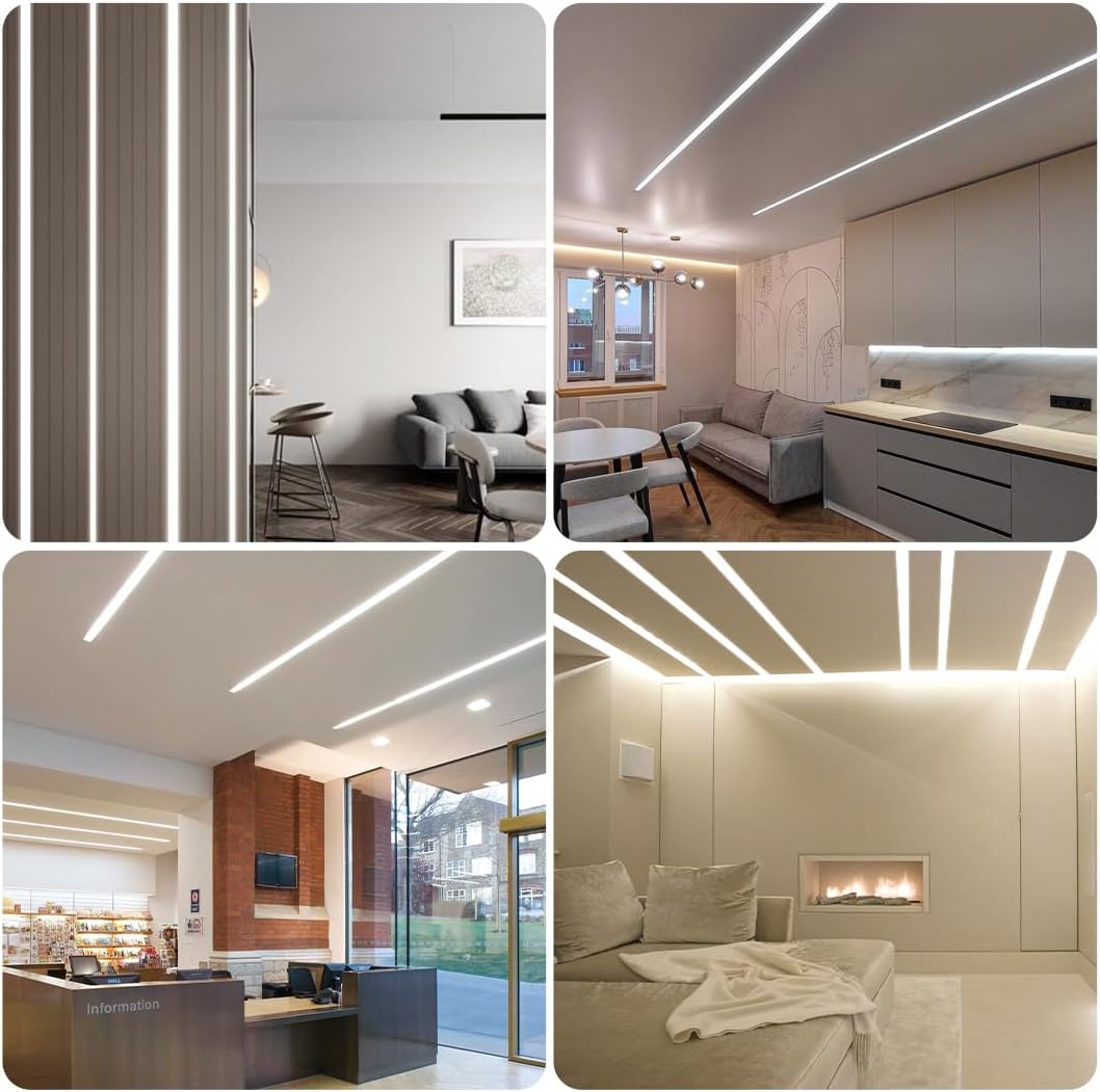 Doppelseitige LED-Aluminiumkanäle zum Eingipsen in Trockenbauwände – Passend für 1 bis 16 mm LED-Streifen | Milchweiße Abdeckung | 1 / 2 / 3 Meter | Silber | Milchweiße Abdeckung | 50 / 100er-Packung