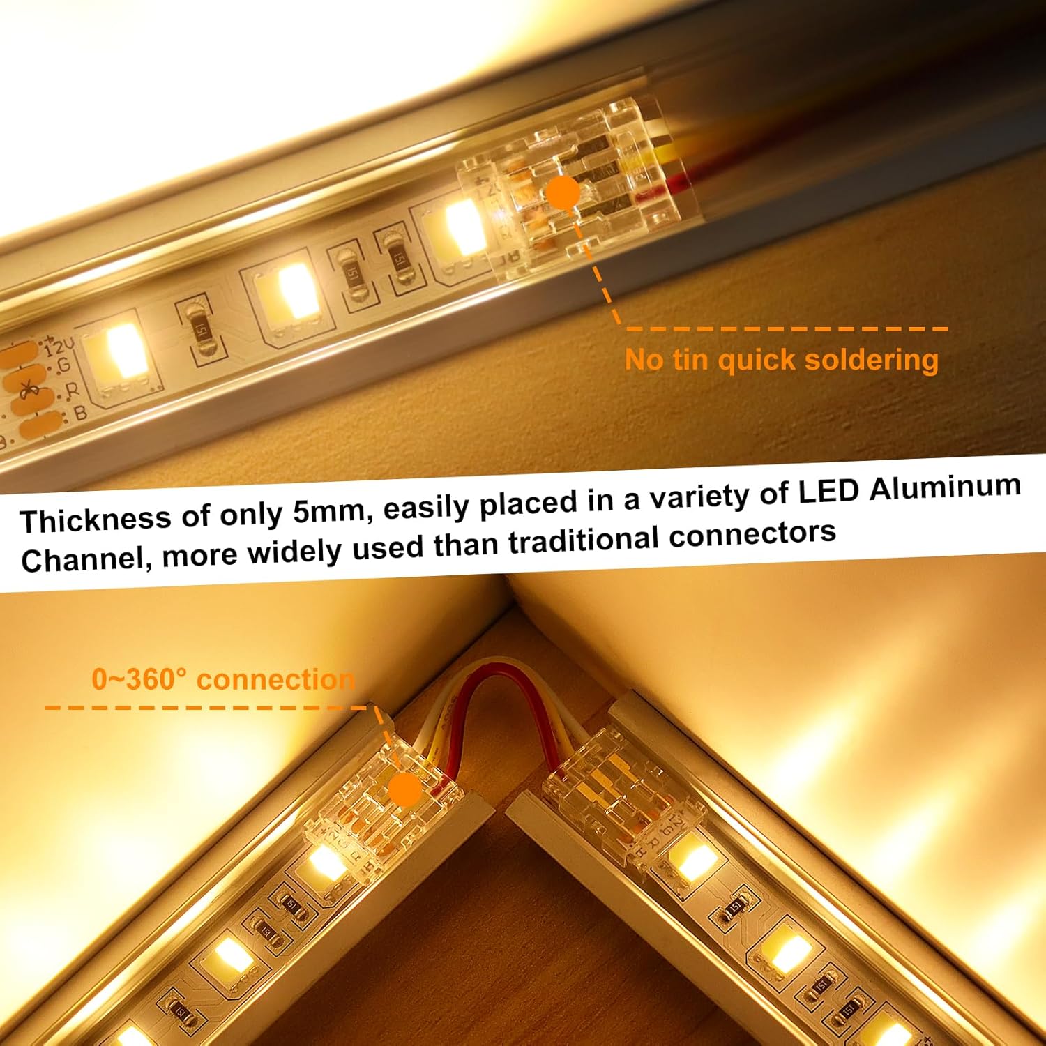 Transparente Kristall-LED-Streifenverbinder – 10 mm 3-polige lötfreie Clips | Streifen zu Kabel / Streifen zu Streifen / DC-Adapter – Großhandel 500 Stück MOQ | Direkt ab Werk