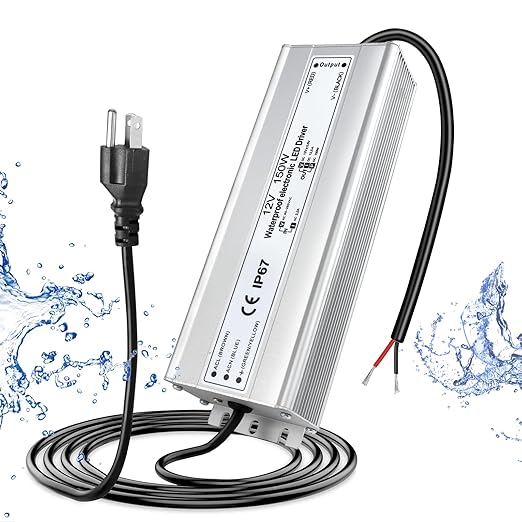 12V Waterproof LED Power Supply 30W–280W, 90–265V Input, Single/Dual Wire Output, Aluminum Housing, Outdoor LED Driver, CE/RoHS/FCC —US/UK/EU Plug & Wire Leads Options