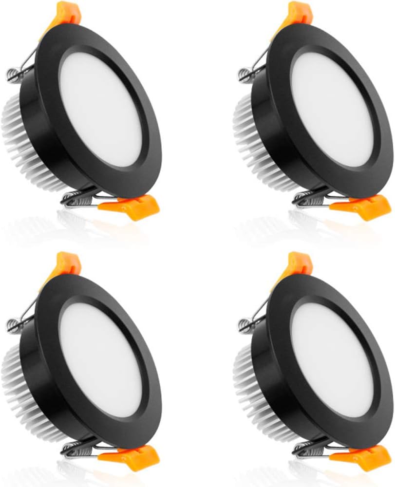 Spot LED dépoli série ECO-1 – Boîtier noir – Intensité variable TRIAC – 3 W/5 W/7 W/9 W – Lot de 4/Lot de 10 – 2 700 K–6 000 K – 100–130 V / 200–240 V