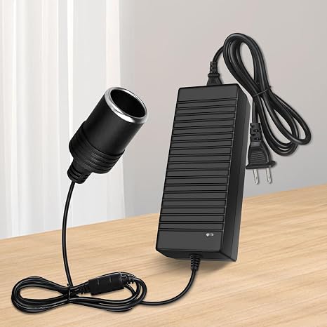 DC 12 V Zigarettenanzünder-Tischnetzteiladapter 60 W–120 W, AC 100–240 V Eingang, Konvertertransformator mit US/UK-Stecker – für Autozubehör, Luftpumpe, Kühler und Elektronik
