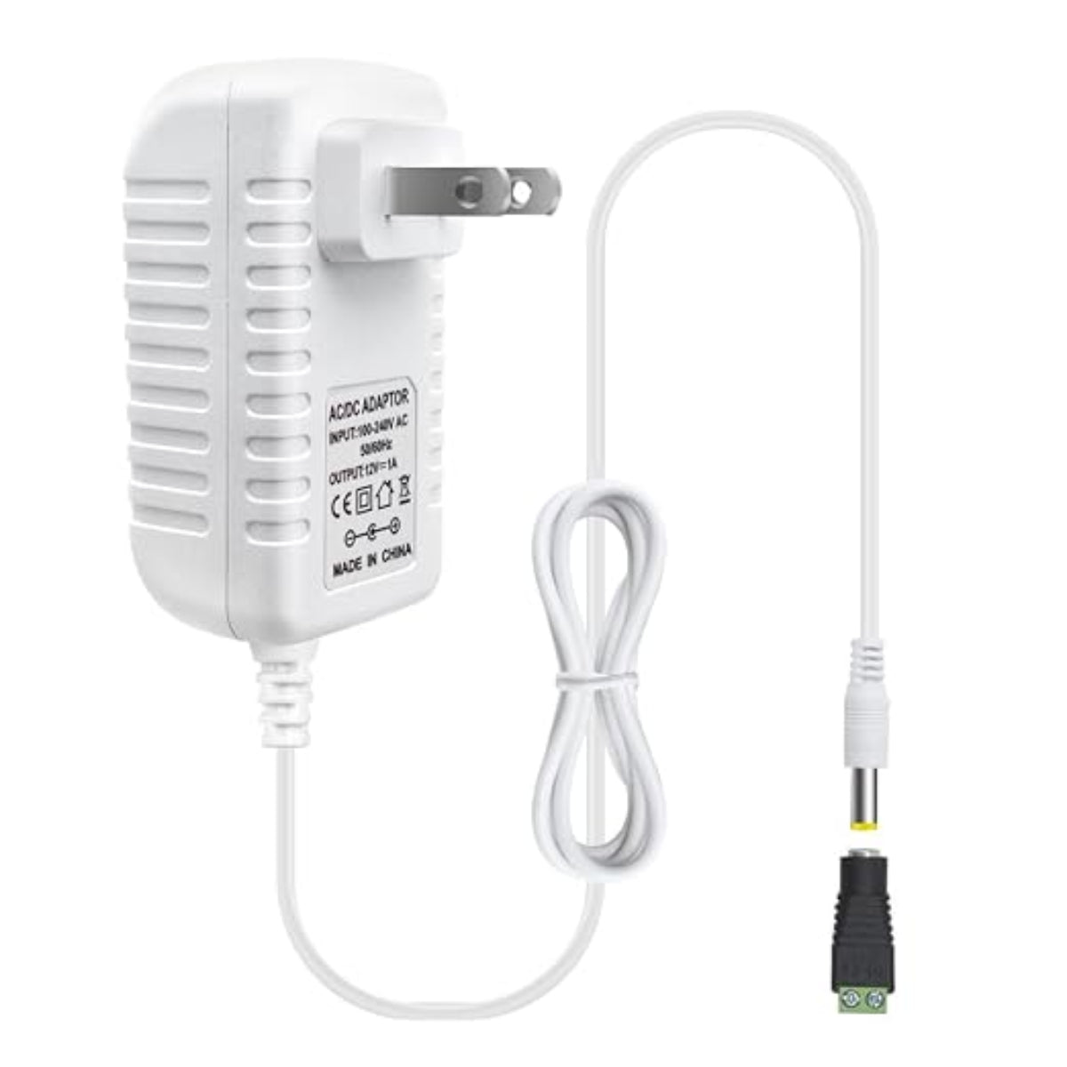 12V Power Supply Adapter 12W/24W/36W, AC 100–240V Input, Wall Plug Transformer, White Case — US Plug, LED Driver for Strip/CCTV/Electronics
