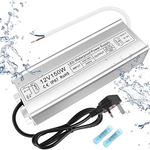 12V Waterproof LED Power Supply 30W–280W, 90–265V Input, Single/Dual Wire Output, Aluminum Housing, Outdoor LED Driver, CE/RoHS/FCC —US/UK/EU Plug & Wire Leads Options