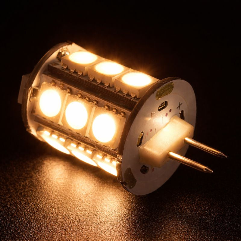 4er-Pack 3,6 Watt (entspricht 40 Watt) DC12V Turmlampen vom Typ G4 mit zweipoligem Sockel und 18 Stück Tri-Chip-LED SMD5050