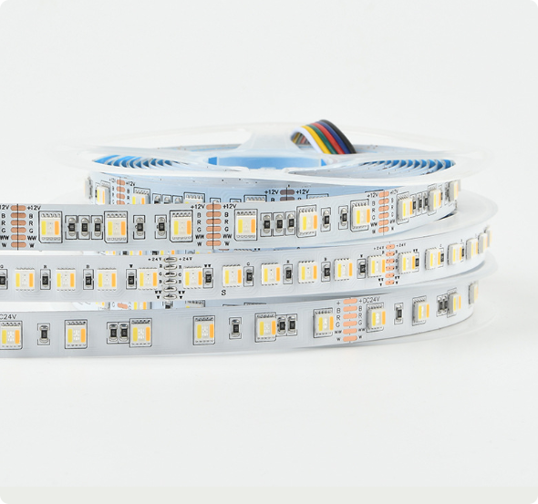 12MM Wide RGBCCT LED Strip Light - DC12V / 24V | 5-In-1 SMD5050-60 LEDs/M | IP00 / IP65 / IP67 | for Mirror, Kitchen Cabinet, Bedroom | 5/50M
