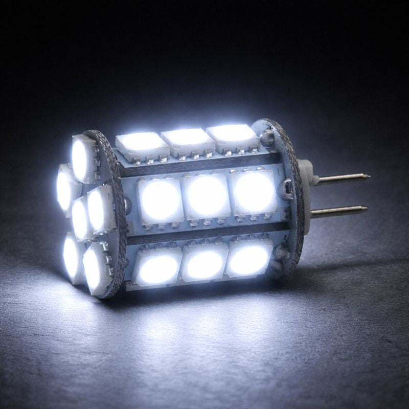 Lot de 4 ampoules tour G4 à culot à deux broches de 4,5 W (équivalent 50 W) CC 12 V avec 24 LED tri-puces SMD5050