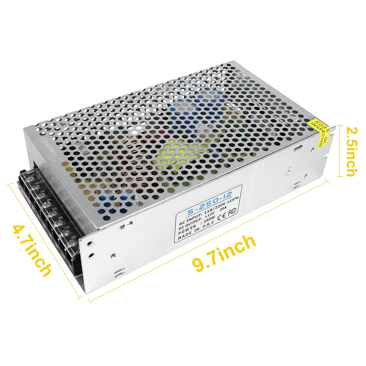 DC 12 V/24 V Schaltnetzteil 60 W–250 W, AC 110/220 V Eingang, Konstantspannungs-LED-Treibertransformator, Metallgehäuse mit Schraubklemmen, CE/FCC/RoHS-zertifiziert