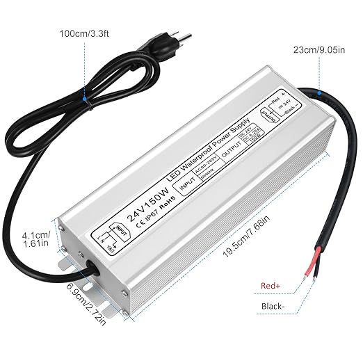 24V Waterproof LED Power Supply 30W–300W, 90–265V Input, Single/Dual Wire Output, Aluminum Housing, Outdoor LED Driver, CE/RoHS/FCC — US/UK/EU Plug & Wire Leads Options
