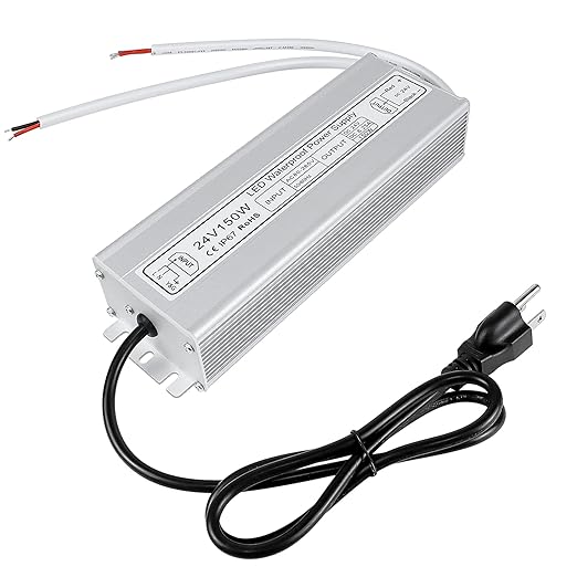 24V Waterproof LED Power Supply 30W–300W, 90–265V Input, Single/Dual Wire Output, Aluminum Housing, Outdoor LED Driver, CE/RoHS/FCC — US/UK/EU Plug & Wire Leads Options