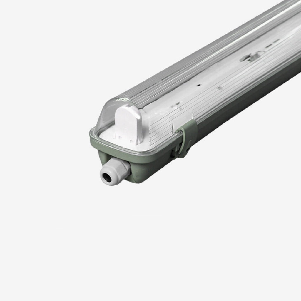 TP Series LED Tri-Proof Light – 4ft | 1-Tube Included | Waterproof Dustproof LED Fixture | Stripe Clear Cover | 3000K/4000K/5000K | 4-Pack | AC 90–240V | Non-Dimmable