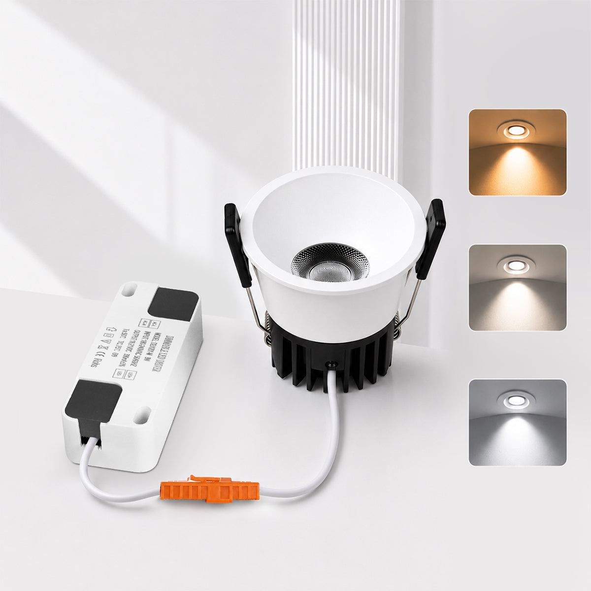 Lot de 4 plafonniers LED à intensité variable de 5 cm, 3 W (équivalent halogène 35 W), finition dorée