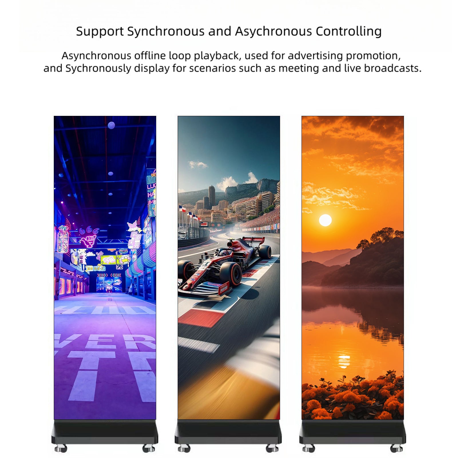 Écran LED pliable triple série EP-TR | Panneau pliable 1280 × 1920 mm | P2,5 / P2 / P1,86 / P1,53 | Surface GOB | Kiosque d'affichage intérieur portable