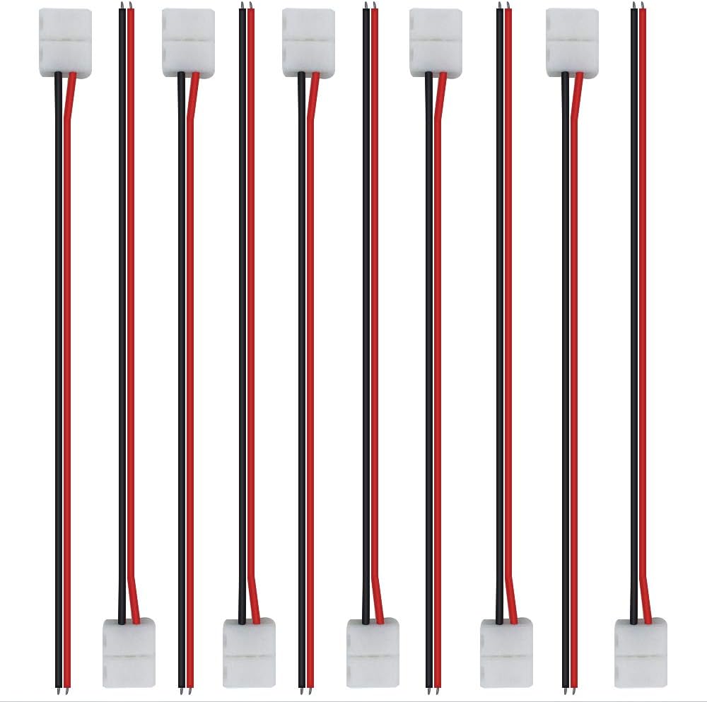 LED Strip Connectors – 10mm 2Pin Solderless Clips | Strip to Wire / Strip to Strip / DC Adapter / L / T – 10-Pack | Local Stock US/UK