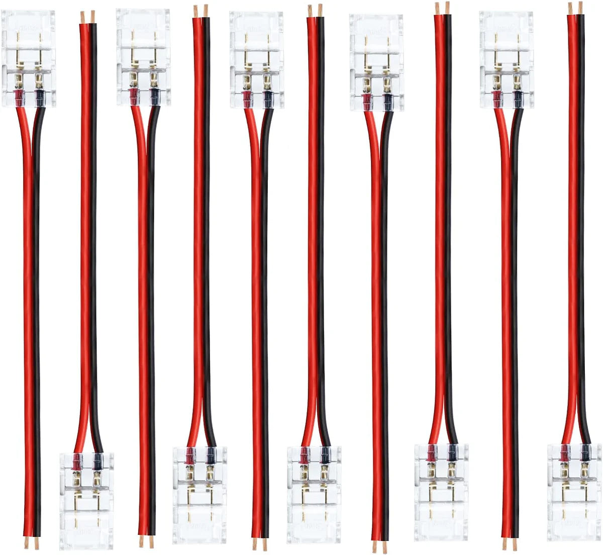 Connecteurs pour bandes LED transparentes en cristal – Clips sans soudure 8 mm 2 broches | Adaptateur bande à fil / bande à bande / CC / L – Stock local États-Unis/Royaume-Uni