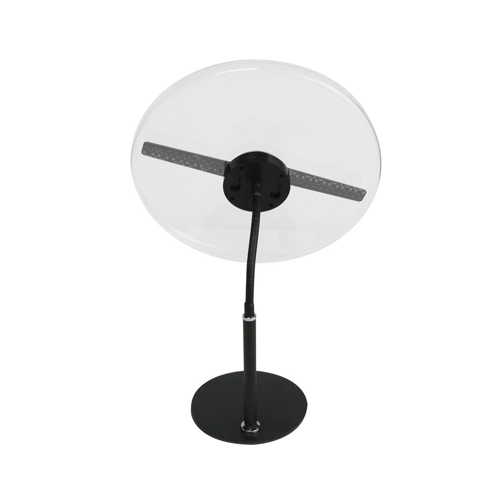 Ventilateur holographique 3D 30 cm (11,8 po) DC5 V | Lecteur visuel LED haute luminosité à 2 pales | Support de bureau/sol | Alimentation par batterie (non fournie) | Boîtier de protection transparent ou noir