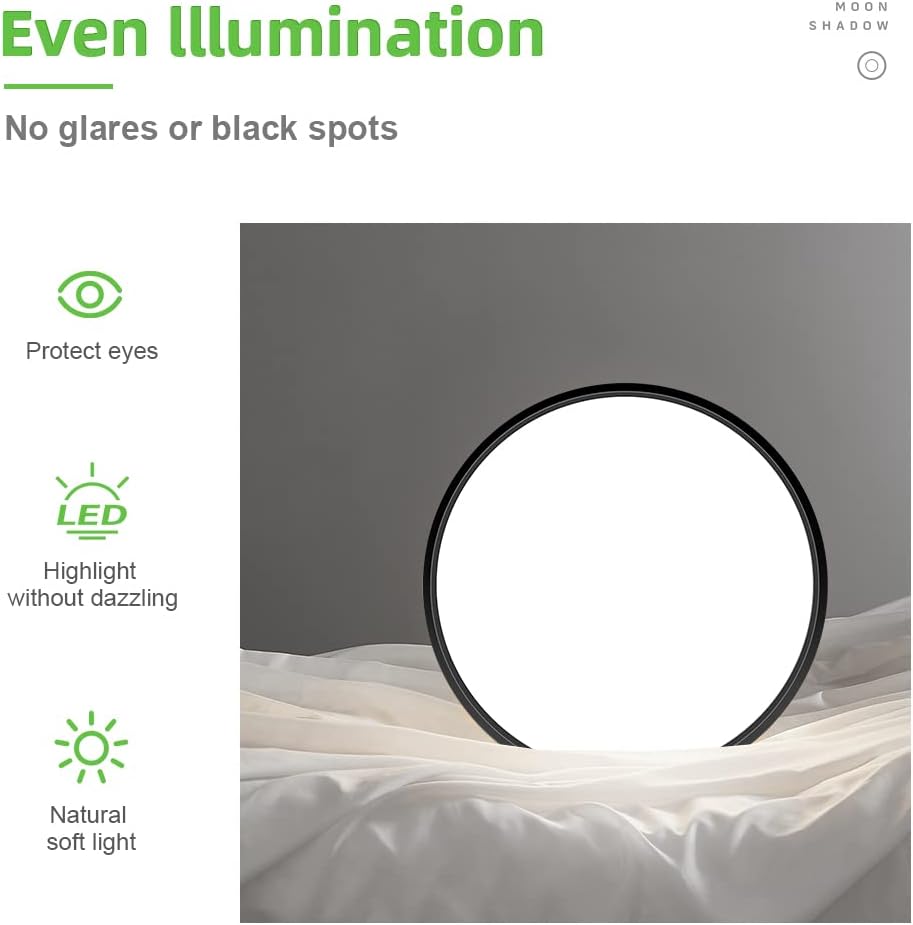 Plafonnier LED rond AC 110–130 V – Noir – Options 18 W/24 W/32 W – 3 000 K/4 500 K/5 000 K/6 500 K – Plafonnier encastré – Stock local (États-Unis)