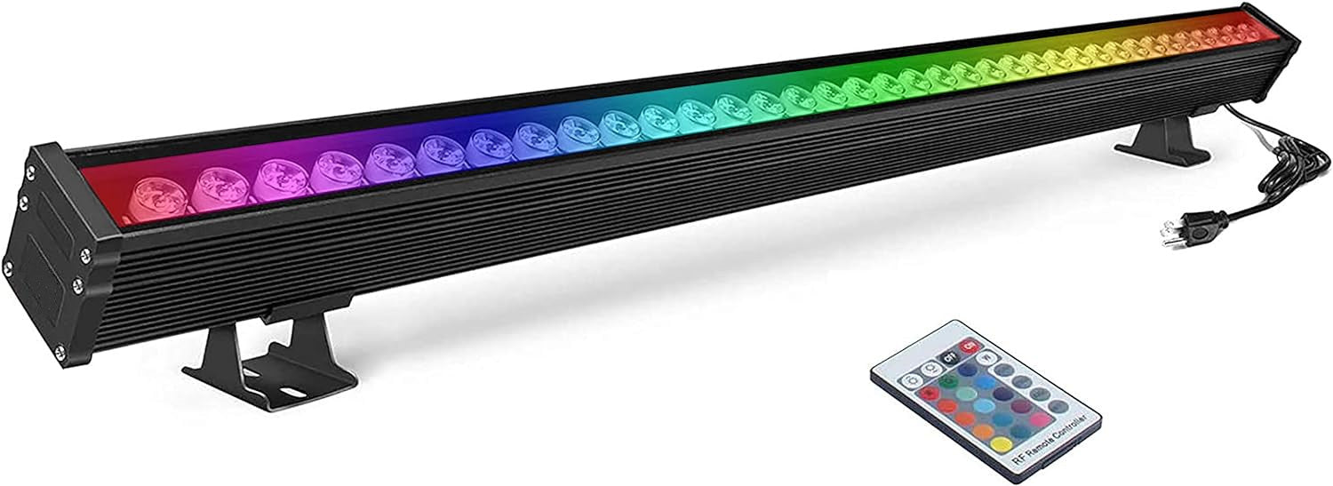Linkable 7060 Linear RGB LED Wall Washer – 36W | AC110V / AC220V | Waterproof Color Changing Wall Wash Light | 24-Key RF Remote Control | for Indoor & Outdoor Architectural Lighting