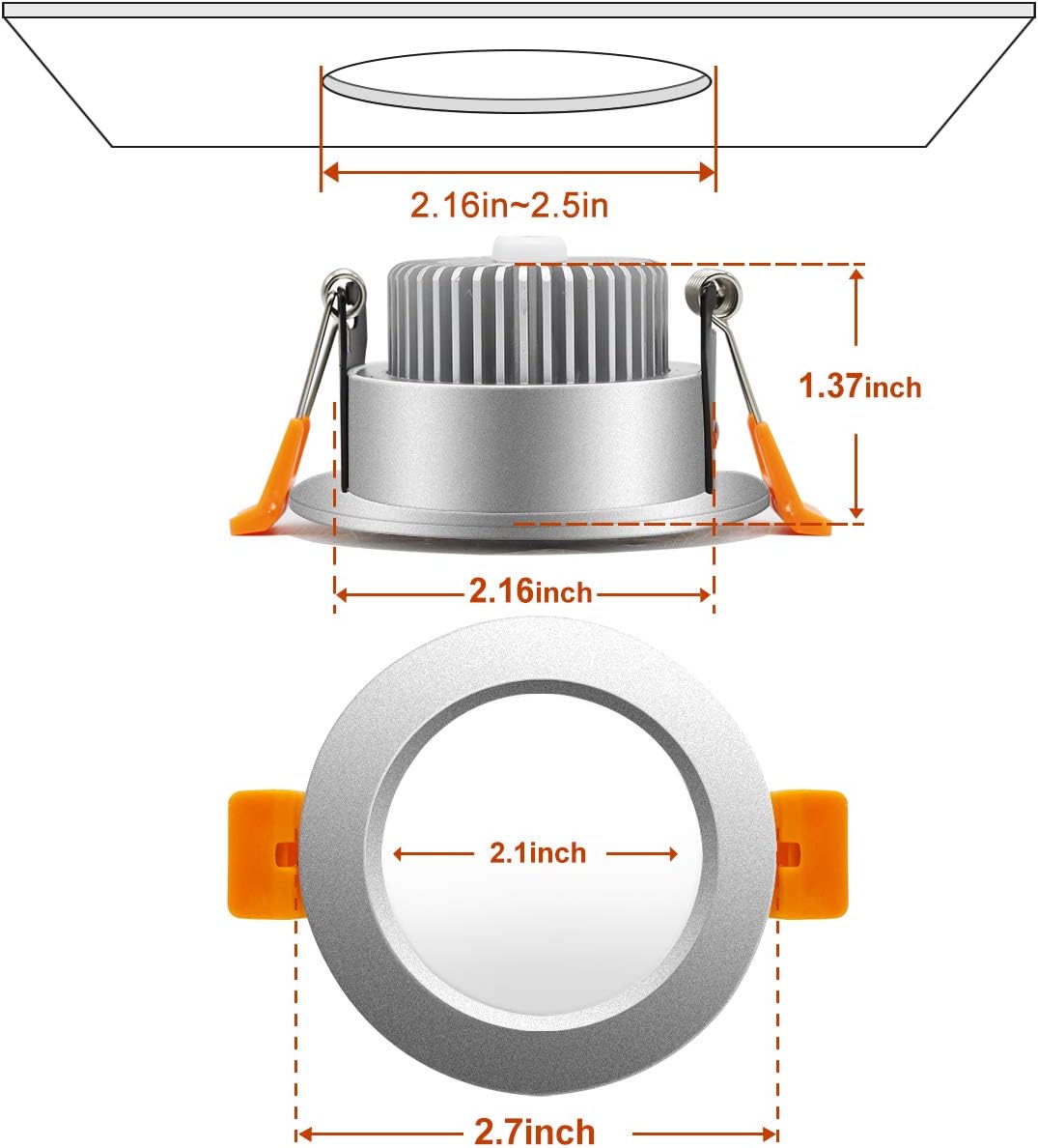 ECO-1 Series Frosted LED Downlight – Silver Housing – TRIAC Dimmable – 3W/5W/7W/9W – 4-Pack/10-Pack – 2700K–6000K – 100–130V / 200–240V