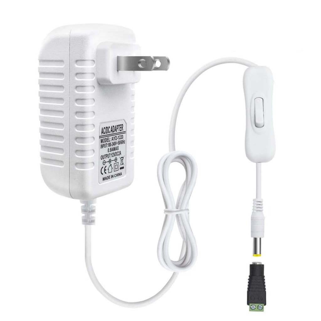 12-V-Netzteiladapter 12 W/24 W/36 W, AC 100–240 V Eingang, Wandstecker-Transformator, weißes Gehäuse – US-Stecker, LED-Treiber für Streifen/CCTV/Elektronik