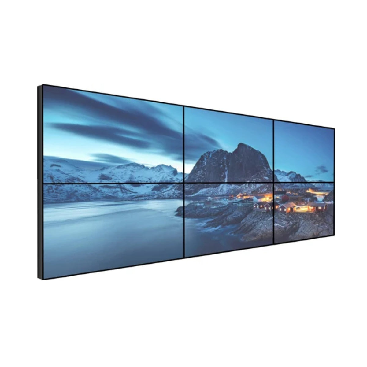 46-Zoll-BOE-LCD-Videowand – 3x2-Kit (6 Panele) | 1920 x 1080 FHD | 500 Nits | Ultraschmaler Rahmen 0,88 mm / 1,7 mm / 3,5 mm | HDMI-Spleißer + Wandhalterung im Lieferumfang enthalten