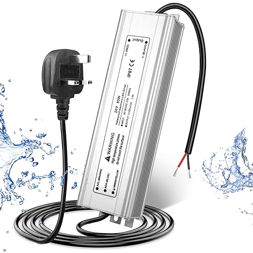 24V Waterproof LED Power Supply 30W–300W, 90–265V Input, Single/Dual Wire Output, Aluminum Housing, Outdoor LED Driver, CE/RoHS/FCC — US/UK/EU Plug & Wire Leads Options
