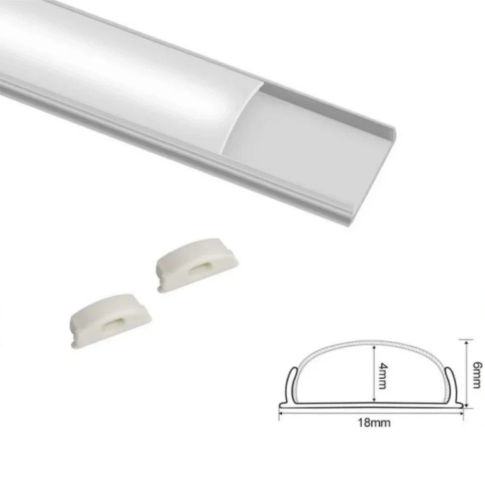 Profilés LED flexibles en aluminium en forme de U – Convient aux bandes LED de 1 à 12 mm | 1 mètre | Argent | Revêtement blanc laiteux | Avec accessoires d'installation | Lot de 6 | Stock local États-Unis/Royaume-Uni